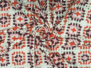 Tissu en dentelle tissée carrée peignée multicolore de qualité supérieure au mètre, léger, motif géométrique rétro, pour vêtements de mode - Product Image 4