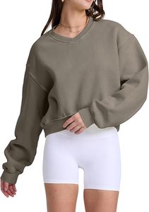 Autumn Cropped Sweatshirts Women's Casual Solid Long Sleeve Hoodies crop top Shirt Hooded Sweatshirt Tops sweatshirts - Product Image 4