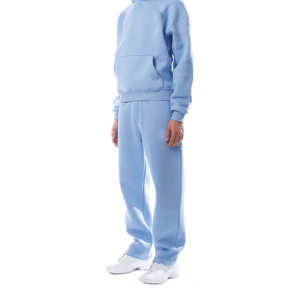 Ensemble de survêtement pour homme en coton bleu clair avec capuche, pantalon de jogging long et sweat-shirt, vêtements décontractés, fabricant au Pakistan - Product Image 1