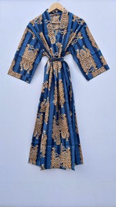 ชุดคลุมกิโมโนผ้าฝ้ายอินเดีย ลายเสือ สำหรับคลุมชายหาด - Product Image 2