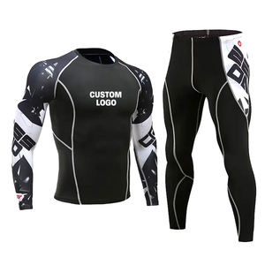 Ensemble de sport 2 pièces haute performance (T-shirt et Legging) en Spandex/Nylon à séchage rapide pour l'entraînement MMA et la gym - Product Image 1