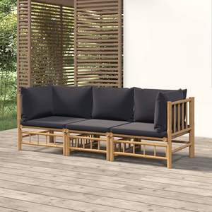 Conjunto Modular de Muebles de Jardín de Bambú Gris Oscuro para Sofás de Exterior - Product Image 1