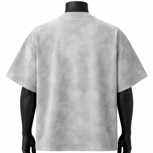 T-shirt Ringer Homme Oversize Gris Clair Délavé Vintage en Coton Style Streetwear Personnalisé Vente en Gros OEM - Product Image 3