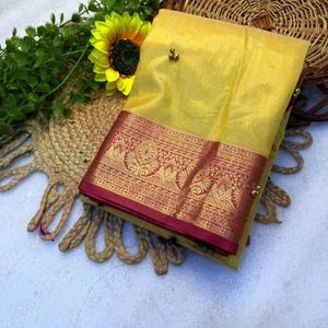 ผ้าไหมบาเนราซี หงโร ซารี พร้อมลายปักดิ้นทองแท้แบบคาซาบ  ลายปาโตลา  ลายมานีคโชก  ดีไซน์เนอร์  ขอบผ้าปัลลู  สำหรับงานเทศกาล - Product Image 4