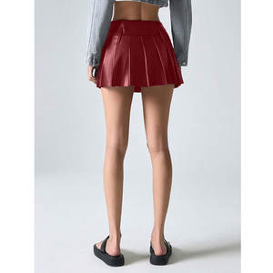 Minifaldas de cintura baja con pliegues para mujer, de piel sintética, para fiesta, club, estilo skater, skorts - Product Image 2