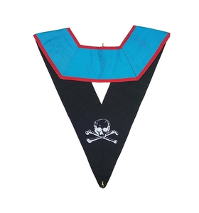 Collar Masónico Turquesa de la Fraternidad Memphis Misraim con Ribete Rojo y Sol Radiante de Laurel para Oficiales de la Logia - Product Image 2