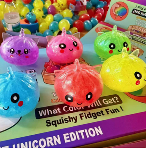 Gliway New Hot Selling <b>Unicorn</b> Dumpling Rainbow Color Bun Squeeze Toy Stress Relief Squish Toys 8.5x5.5cm Steamery Basket - Product Image 5