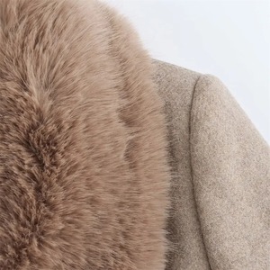 Women's <b>Wool</b> <b>Coat</b> <b>With</b> Faux Fur Collar Long Sleeve <b>Belted</b> Winter Outerwear Solid Color Elegant Design - Product Image 6