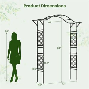 Arco da Giardino per Esterni con Traliccio 170x39x210 cm, Supporto in Metallo Rivestito in PE per Piante Rampicanti - Product Image 4