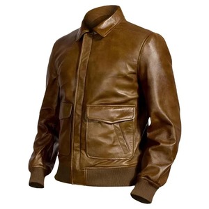 เสื้อแจ็คเก็ตหนังสีน้ำตาลแบบดั้งเดิมสำหรับผู้ชาย - Product Image 1