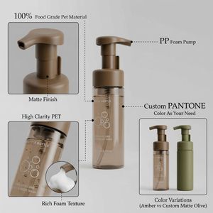 Bouteille pompe cylindrique en PET pour mousse 100ml 120ml 150ml 200ml – Flacon en plastique moussant pour produits de soin de la peau – Usine Vietnam - Product Image 5