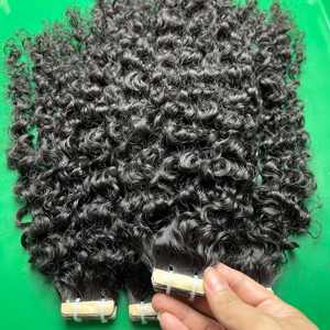 CDYHAIRVN Extensions de cheveux humains bouclés birmans à bandes adhésives, 40 pièces, texture bouclée naturelle serrée, non traitées, vente en gros directe d'usine SDD - Product Image 3