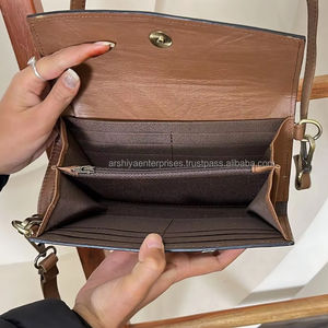 Portefeuille pour femme en cuir véritable fait main grande capacité, pochette de téléphone portable tendance avec poches pour cartes et monnaie, vente en gros - Product Image 6