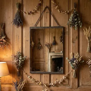 ARTISAN DESIGN Modern Decorative Brass Frame 3mm Thick Rectangular Wall <b>Mirror</b> <b>Hanging</b> Chain for Bathroom Vanity Dressing Home - Product Image 4