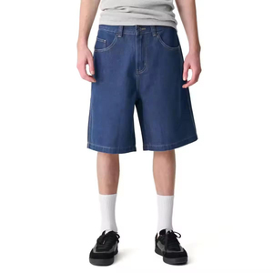 Shorts en jean délavé pour homme, style vintage hip-hop, taille mi-haute, coupe ample, avec cordon de serrage en satin, imperméables - Product Image 1