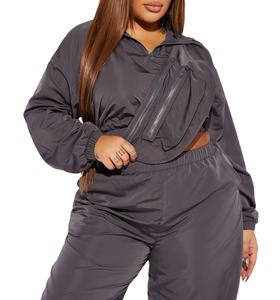 ชุดวอร์มลำลองสำหรับผู้หญิงไซส์ใหญ่ ผ้าทึบ สไตล์เสื้อแจ็คเก็ตกันลม มีซิป กันน้ำและระบายอากาศได้ดี - Product Image 5