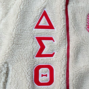 DST Delta Sigma Theta <b>Sherpa</b> Bomber <b>Jacket</b> 1913 Sorority Teddy Varsity <b>Jacket</b> <b>Women</b> Greek Letter Crest Applique Embroidery - Product Image 3