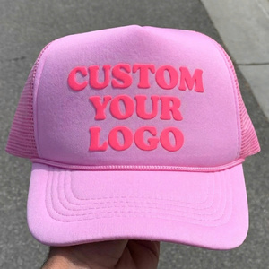 Casquette Trucker en Maille Structurée à Bord Incurvé avec Logo Imprimé en Relief Personnalisé, en Tissu Polyester Imperméable, pour Hommes et Femmes, Idéale pour l'Extérieur - Product Image 1