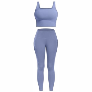 Women's <b>White</b> 2 Piece Yoga Set Seamless Racerback Crop <b>Top</b> High Waist Full Length Leggings Solid Color Workout Wear - Product Image 4