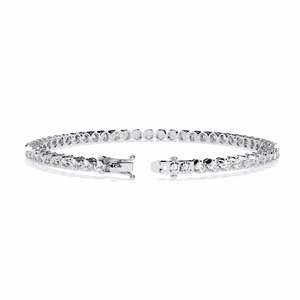 IGI Certified Lab Grown Double Row Round Diamond Tennis <b>Bracelet</b> in <b>Solid</b> 925 Sterling <b>Silver</b> - Product Image 2