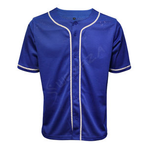 Maillot de baseball personnalisé en polyester 100 %, vêtement de sport, couleur violet avec rayures blanches. - Product Image 2