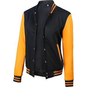 Wholesale Customized Men's Winter Varsity Jacket Slim Fit Quick Dry <b>Covered</b> <b>Button</b> Closure Wool Lining Custom Logo Positions - Product Image 1