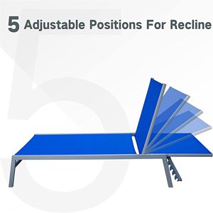 Set di 3 Chaise Longue da Patio Regolabili con Schienale in Acciaio e Textilene, Sdraio da Piscina con Poggiatesta, Colore Blu - Product Image 4