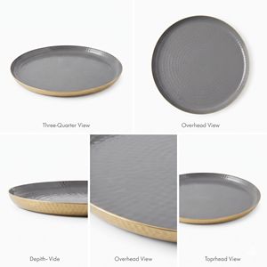 Plateau de service rond en aluminium thermolaqué, motif uni, style moderne, décoratif, écologique, durable, idéal pour les fêtes - Product Image 2