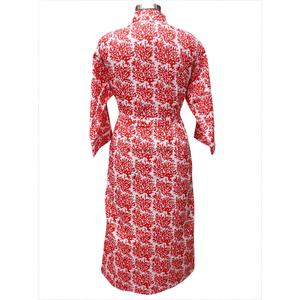 Kimono de Algodón Ecológico Hecho a Mano, Bata de Mujer Tejida, Cuello en V Personalizado, Corte Holgado, Estampado Floral, Cierre con Cinturón - Product Image 6