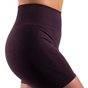 Shorts de sport pour femme, taille haute, sans couture, compressifs, extensibles, pour la gym, le fitness, l'entraînement, le yoga, les activités sportives, style cycliste, couleur prune - Product Image 3
