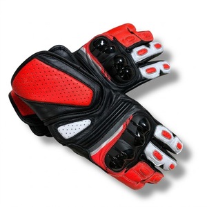 Gants de moto en cuir véritable pour la vente en gros, à manchette courte, avec protection des articulations rigides, équipement de motard urbain, gants de course orange - Product Image 2