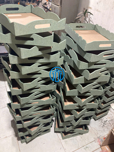 ถาดไม้ MDF เคลือบเงา ดีไซน์ใหม่ ทำมือ หรูหรา สีเขียว สำหรับเสิร์ฟ ตกแต่ง เหมาะสำหรับโรงแรม ร้านอาหาร บ้าน  ขายส่ง - Product Image 4