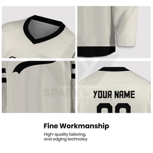 เสื้อฮอกกี้น้ำแข็งสีขาวสำหรับผู้ชาย คอกลม แขนยาว ระบายอากาศได้ดี พิมพ์ลายแบบซับลิเมชั่น แห้งเร็ว ทรงปกติ สำหรับผู้ใหญ่ - Product Image 3