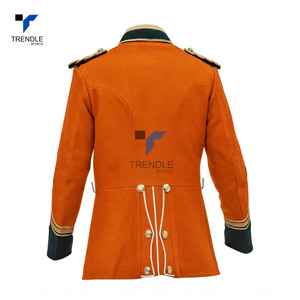 Men's Orange Single Breasted Ceremonial Shirt <b>Jacket</b> With Gold Embroidery <b>Mandarin</b> <b>Collar</b> Formal Style - Product Image 2