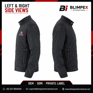 Veste matelassée légère pour homme, style OEM personnalisé, avec col montant, coupe-vent pour extérieur, impression de logo personnalisée. - Product Image 6