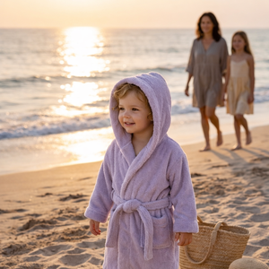 Puddle Pals Albornoz Infantil con Capucha de Algodón BCI de Rizo Liso, Suave y Absorbente, para Recién Nacidos, Spa, Marca Privada, Logotipo Personalizado, OEM, para Baño y Armario - Product Image 6