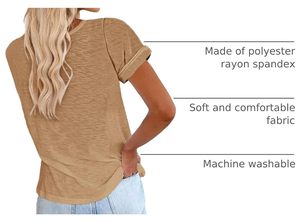 T-shirt en coton pour femme, tendance, décontracté, coupe classique, manches courtes, col rond, streetwear, basique, doux, respirant, écologique - Product Image 3