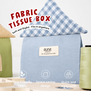 Boîte à mouchoirs en tissu bleu à carreaux, design minimaliste, écologique, gain de place, décoration intérieure - Product Image 1