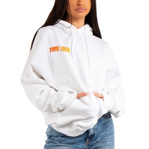 Sudadera de punto de algodón 100% de peso pesado transpirable de gran tamaño con hombros caídos para mujer, sudadera informal de invierno con logotipo impreso en 3D personalizado - Product Image 4