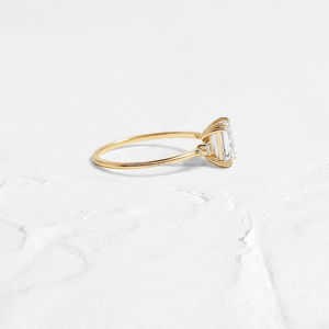 Igi/gia เพชรตัดสีเขียวมรกตโบราณ14K สีเหลืองสีขาวทองแหวนแต่งงาน/แหวนหมั้นสำหรับทุกเพศงานครบรอบงานปาร์ตี้-คู่ควร - Product Image 2