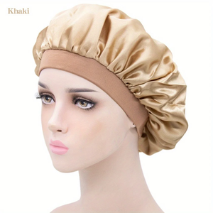 Bonnet unisexe tendance couleur unie, chapeau de nuit en satin de soie lisse à bord étroit et élastique, pour le quotidien, la maison, les loisirs et le sommeil, toutes saisons - Product Image 6