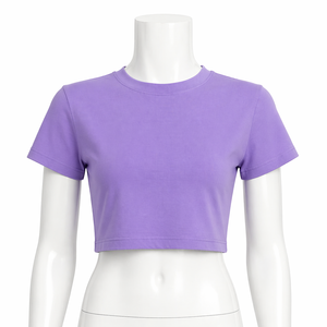 Camiseta Corta Ajustada para Mujer, 100% Algodón, 210 GSM, Manga Corta, Logotipo Personalizado, Impresión Serigráfica, Antiencogimiento, Transpirable, Informal - Product Image 5