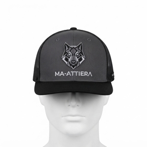 Casquette de baseball noire pour homme, style trucker, avec broderie loup, dos en maille, fermeture snapback, logo personnalisé, ajustable - Product Image 3