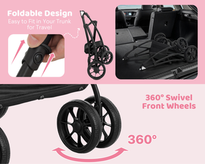Poussette de voyage légère pour animaux de compagnie TH-PPS-155 avec freins de sécurité à quatre roues et coussinet intérieur souple couleur personnalisée et logo en option - Product Image 6