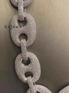 <b>Statement</b> <b>Necklace</b> S925 Silver Rhodium Plated Moissanite Link Chain Flower Design Luxury Party Jewelry Unisex - Product Image 4