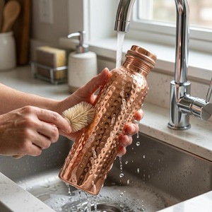 ILAHI's Hammered Copper Eco-Friendly 500ml Tumbler <b>Bottle</b> with Lid Classic Design for Home Office Travel Outdoor - Product Image 6