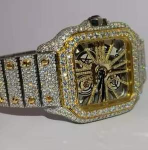 Montre de luxe pour homme en diamant de laboratoire glacé, fabrication directe d'usine, prix personnalisé, affichage analogique, boîtier carré vintage, édition limitée - Product Image 2