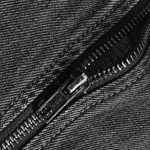 Blouson en jean vintage délavé pour homme, col montant, fermeture éclair, coupe droite, décontracté, 100 % coton, style motard, pour le quotidien - Product Image 5
