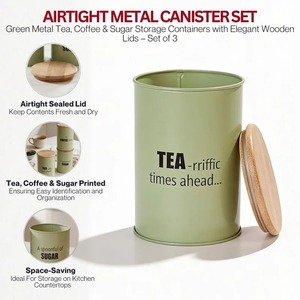 Factory Direct Wholesale Handcrafted <b>Stackable</b> Portable Metal Kitchen Canister Set Tea Coffee Sugar <b>Storage</b> <b>Containers</b> Vintage - Product Image 3