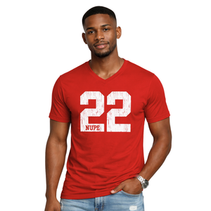 T-shirt à col en V Kappa Alpha Psi numéro 22, vêtements de fraternité grecque avec motif audacieux, confort premium et coupe élégante - Product Image 1